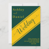 エレガントなモダングリーンとゴールドのラグジュアリーウェディング 招待状 (正面)