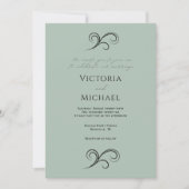 エレガントなモダングリーンの結婚式招待状 招待状 (正面)