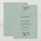 エレガントなモダングリーンの結婚式招待状 招待状 (正面/裏面)
