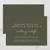 エレガントなモダングリーン オンラインRSVP ウェディングウェブサイト 招待状 (正面/裏面)