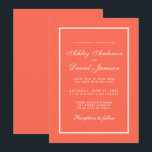 エレガントなモダンコーラルとホワイトの結婚式招待状 招待状<br><div class="desc">モダンでエレガント、そしてシンプルなコーラルとホワイトの結婚式招待カード</div>