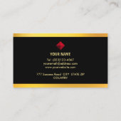 エレガントなモダンゴールドのブラック背景ストライプ 名刺 (裏面)