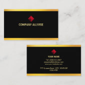 エレガントなモダンゴールドのブラック背景ストライプ 名刺 (正面/裏面)