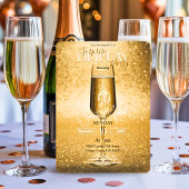 エレガントなモダンゴールドの大人の誕生日サプライズパーティー 招待状