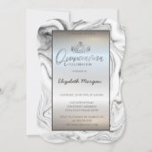 エレガントなモダンゴールドティアラ、シルバーマーブル招待状 招待状 (正面)