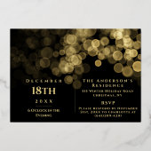 エレガントなモダンゴールドブラックファミリークリスマスパーティー 箔招待状 (裏面)