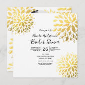 エレガントなモダンゴールドホイルフラワー ホワイト招待状 招待状 (正面/裏面)