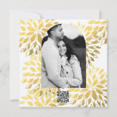 エレガントなモダンゴールドホイルフラワー ホワイト招待状 招待状 (裏面)