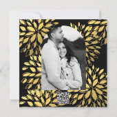 エレガントなモダンゴールド フローラル ブラック ウェディング 招待状 (裏面)