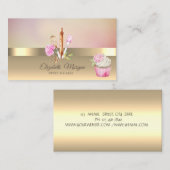 エレガントなモダンゴールド フローラル ベーカリー ツール カップケーキ 名刺 (正面/裏面)