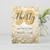エレガントなモダンゴールド 30歳の誕生日パーティー 招待状 (スタンド正面)