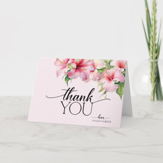 エレガントなモダンサマートロピカルフラワーリーフ サンキューカード (正面)