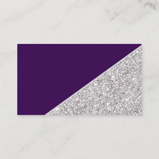 エレガントなモダンシルバーのグリッターが濃い紫色の上に エンクロージャーカード (裏面)
