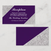 エレガントなモダンシルバーのグリッターが濃い紫色の上に エンクロージャーカード (正面/裏面)