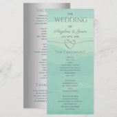 エレガントなモダンシルバーグリーンウェディング プログラム (正面/裏面)