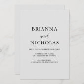 エレガントなモダンシルバーグレイのオールインワン結婚式招待状 招待状 (正面/裏面)