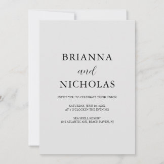 エレガントなモダンシルバーグレイのオールインワン結婚式招待状 招待状