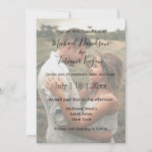 エレガントなモダンスクリプトのフェード写真 ウェディング 招待状 (正面)