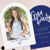 エレガントなモダンスクリプトアーチ写真ブルーグラッドパーティー 招待状