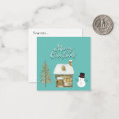 エレガントなモダンスクリプトグラフィック冬の雪だるま青 ノートカード (正面/裏面インサイチュ)