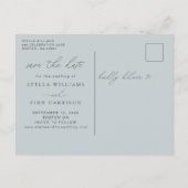 エレガントなモダンスクリプトフォト セーブザデート ウェディング 案内ポストカード (裏面)