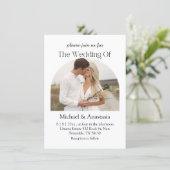 エレガントなモダンスクリプトボヘミアアーチ写真ウェディング 招待状 (スタンド正面)