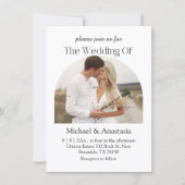 エレガントなモダンスクリプトボヘミアアーチ写真ウェディング 招待状 (正面)