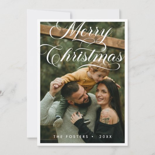 エレガントなモダンスクリプト写真のクリスマスカード シーズンカード (正面)