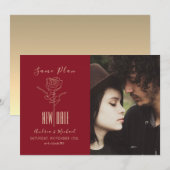 エレガントなモダンスクリプト 延期結婚式 セーブザデート (正面/裏面)