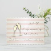 エレガントなモダンストライプの結婚式出欠確認カード 招待状 (スタンド正面)