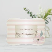 エレガントなモダンストライプ花のウェディングパーティーカード 招待状 (スタンド正面)