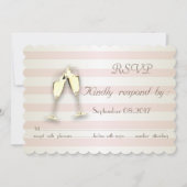 エレガントなモダンストライプ、ガラス、結婚式、出席確認カード 招待状 (正面)