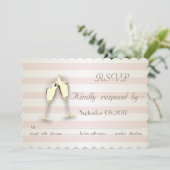 エレガントなモダンストライプ、ガラス、結婚式、出席確認カード 招待状 (スタンド正面)