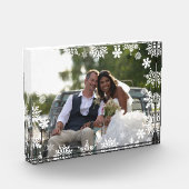 エレガントなモダンスノーフレークパターン結婚式写真 フォトブロック (左)