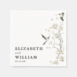 エレガントなモダンチノワジリー フラワーガーデン ウェディング スタンダードカクテルナプキン