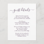 エレガントなモダンパープルの結婚式の詳細 エンクロージャーカード (正面)