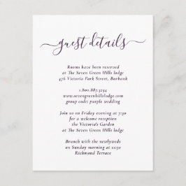 エレガントなモダンパープルの結婚式の詳細 エンクロージャーカード