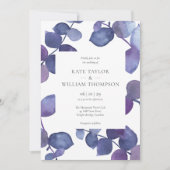 エレガントなモダンパープルユーカリフラワーの結婚式 招待状 (正面)