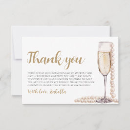 エレガントなモダンパールとプロセッコの結婚前お披露目パーティー サンキューカード