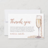 エレガントなモダンパールとプロセッコの結婚前お茶会 サンキューカード (正面)