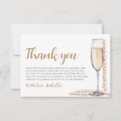 エレガントなモダンパールとプロセッコの結婚前お茶会 サンキューカード (正面)
