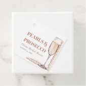 エレガントなモダンパールとプロセッコ ブライダルシャワー フェイバータグ (インサイチュ)