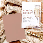 エレガントなモダンパールとプロセッコ ブライダルシャワー 招待状