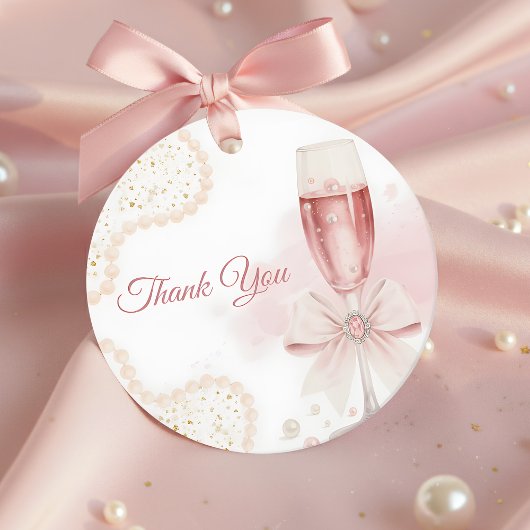 エレガントなモダンパール&プロセッコ ブライダルシャワーのお祝い フェイバータグ