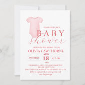 エレガントなモダンピンクのベビーシャワーガール 招待状 (正面)