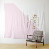 エレガントなモダンピンクの洗礼写真用背景 タペストリー (インサイチュ(横))