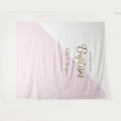 エレガントなモダンピンクの洗礼写真用背景 タペストリー (正面(横))