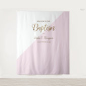 エレガントなモダンピンクの洗礼写真用背景 タペストリー (正面)
