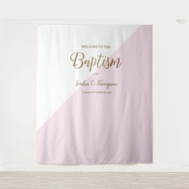 エレガントなモダンピンクの洗礼写真用背景 タペストリー