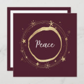 エレガントなモダンピースゴールドスターホリデーカード シーズンカード (正面/裏面)